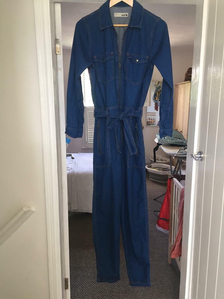 topshop black denim boiler suit